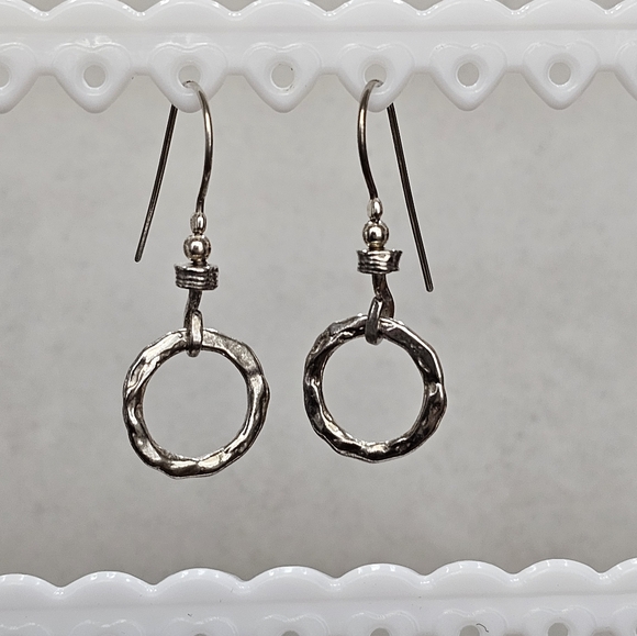 Or Paz PZ Earrings 925 Sterling Silver Drop Circle Earrings Israel - Picture 6 of 11